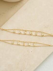 Pulsera personalizada con nombre, pulsera con cadena con inicial en capas, pulsera con doble cadena con nombre, pulsera personalizada con letra, pulsera para mujer, regalo perfecto para ella