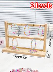 1pc Multi-Hook Wooden Jewelry Organizer Rack, 2/3/4 Tiers Jewelry Display Stand, Elegant Multi-Layer Hanging Rack For Necklaces, Hair Ties, Bracelets, Earrings And Other Accessories, Multi-Function Key Holder Hooks For Women Storage Organizer Travel Essentials Father Gift