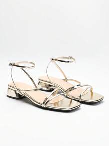 Wide Fit Women's Summer New Strap Open Toe Vacation Sandals, Elegant Party Mid Heel Sandals, 2025 New Arrivals