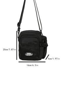 1pc Men's Shoulder Bag Shoulder Bag Shoulder Strap Adjustable Zipper Portable Black Solid Color Polyester Simple Leisure Fashion Travel To Work Travel Business School Student Men's Shoulder Bag Canvas Tote Bag Camera Bag Side Bag Pouch Festival Phone Bag - Black - View 2