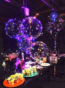 12pcs (6 Sets) - LED Balloon Light String, Transparent Balloon Design, Birthday, Wedding, Anniversary, Valentine's Day, Summer Beach Party Decoration, Indoor Party Decoration, Colorful
