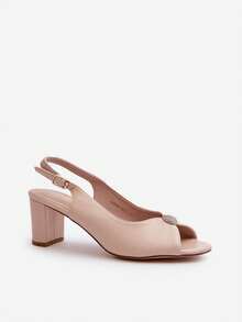 Women's Fashion Daily Wear Peep Toe Buckle Design High Heel Sandals - Beige - View 6