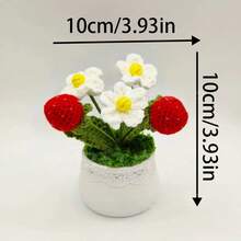 قطعة واحدة مكتملة يدويًا، وعاء فراولة كروشيه ، ديكور فراولة ، وعاء فراولة كروشيه ، نباتات زينة ، زهور كروشيه ، ديكور المنزل ، ديكور الصيف ، فراولة قماشية بطراز عتيق يدوي الصنع ، ديكور طبقات موسمية