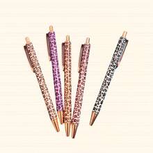 1 pieza Bolígrafo de punta redonda con opciones de varios colores, patrón de estampado de leopardo por transferencia térmica, bolígrafo neutro para firmar, gran leopardo, pequeño leopardo, nuevo leopardo, leopardo lindo para niñas, bolígrafo con película floral de transferencia térmica multicolor, metal, de vuelta a la escuela