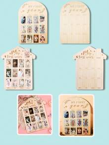 1Pc Baby Picture Frame,Baby Milestone,Baby Stuff,Baby Needs,My First Year Baby Milestone Board Wood Photo Display Personalized,Baby Room Decor,Birthday Decorations,12 Months Newborn Photo Frame For Boy Girl Baby Birthday,Baby Shower Decorations,Baby Shower Gift Sthings For Girls/Boys - Multicolor - View 3