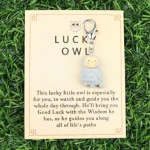 1 件迷人猫头鹰钥匙扣，带励志卡片，可爱树脂动物钥匙扣，适用于钱包、背包和汽车，可爱的迷你纪念品礼物，非常适合生日、婚礼、周年纪念、特殊励志代币汽车配件哥特 Y2k