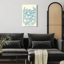 1 PAC Wall Arts ,Posters ,Coastal Decor ,Summer ,Canvas Wall Art - Retro Surfing Poster With Waves And Palm Trees, Modern Beach Theme Decoration, Suitable For Living Room, Bedroom Or Office, Indoor Use, Beach Theme Decoration