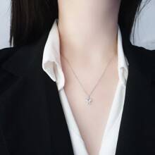 Collar de mariposa brillante de plata S925, cadena de clavícula de mariposa elegante y femenina, accesorio de moda