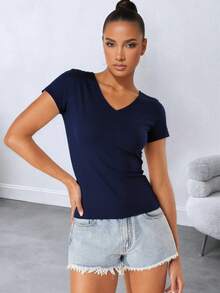 Women's Fashion T-Shirts - Elegant Summer Tees In 2-Pack And 3-Pack Options, Multiple Color Combinations For Stylish Outfits - 灰加寶藍 - 查看 5