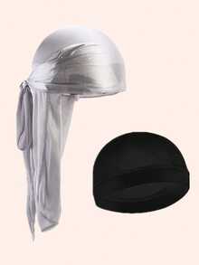 سدادة موجية حريرية قوية ومجموعة سدادة موجية لحماية الرطوبة للرجال للحصول على موجات الشعر، نسيج ساتان مرطب - متعدد الألوان - مشاهدة 8