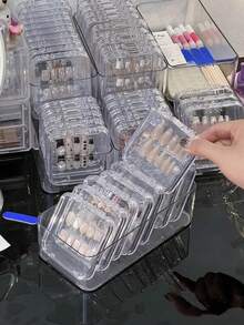 10/1pc方形透明防尘指甲收纳盒，透明亚克力指甲配件，手链首饰收纳展示盒，高档透明展示收纳便携盒，多功能大容量指甲收纳盒 - 無色 - 查看 5