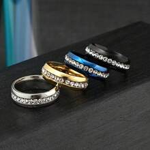 9Pcs Stainless Steel Fidget Spinning Rings Set For Anxiety Relief - Blue - View 8