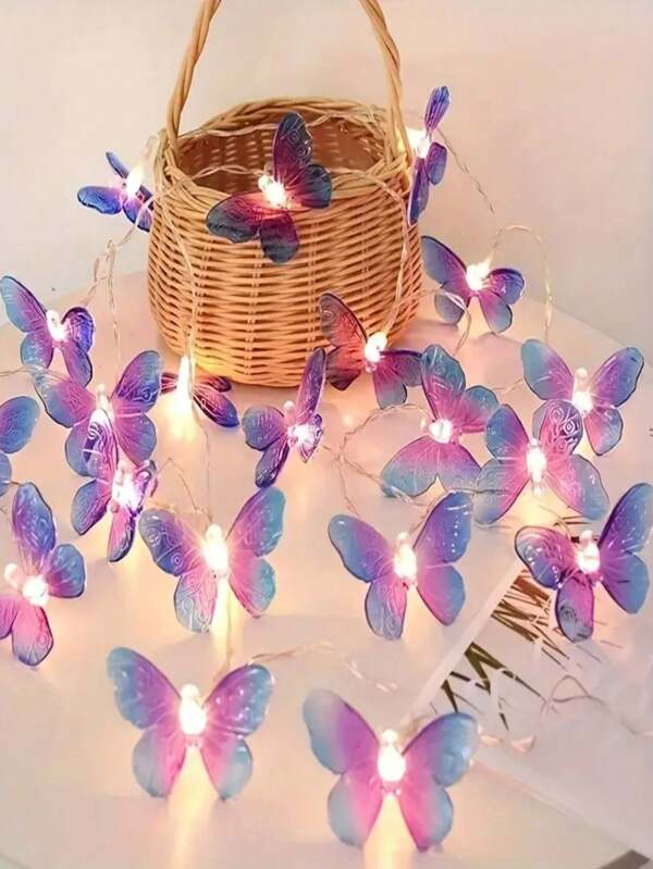 1pc Romantic 3D Butterfly LED Fairy Light, Artistic Decorative Butterfly Animal Theme, Battery Powered, Perfect For Valentine's Day Decor, Ideal Birthday Gift, Wedding Decoration, Suitable For Indoor Home & Outdoor Garden, Bedroom, Park, Festival Party Ambience Lighting, Wedding Table Center Piece, Thanksgiving, New Year, Floral Arrangement, 59/118ft, For Flowers, Gifts And Decor, Dreamlike Ambiance