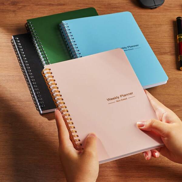 52 Weeks Weekly Planner Undated Spiral Agenda A5 Notebook Daily Student Schedules Journal Stationery Office School Supplies (Pink),School Supplies,Back To School