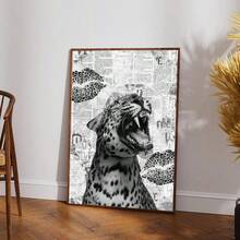 1pc Stylish Cheetah Wall Art Picture Magazine Cover Book Prints Canvas Paintings Affiche Leopard Posters Fashion Luxury Decor For Bedroom, Living Room, Or Bar Cart ,Dorm,Wall Decor Gift For Her Unframed - Multicolor - View 4
