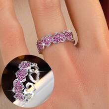 1pc Fashionable Versatile Cubic Zirconia Heart Ring For Women, Suitable For Daily Wear On Index Finger Valentines,Mom,Mother,Mother's Day,Gift - Ring - View 18