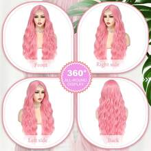 Cosplay Long Pink Wig 28 Inch Middle Part Synthetic Wig Realistic Gifts Party Wigs Women Daily Use Colorful Wigs (Pink) - Ombre Purple - View 7