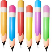 6 pièces Ballons de crayon gonflables géants, combo multicolore pour décoration de fête de rentrée scolaire, fournitures de suspensions, accessoires photo, cadeaux d'anniversaire, décoration de salle de classe, accessoires de fête de piscine d'été