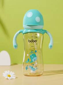 1pc Baby PPSU Bottle, Wide Mouth Mushroom Head Milk Bottle With Handle, Suitable For Babies 12 Months+, 11.2OZ/330ML