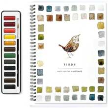Caderno de aquarela para iniciantes, projetos de pintura simples, ótimo para flores, penas e animais, para acalmar, tranquilizar e inspirar os amantes da pintura. Caderno de aquarela para materiais escolares, volta às aulas.