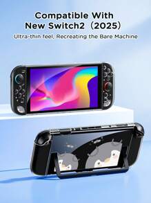 Ayotu 1 pieza Funda protectora transparente ultra delgada de TPU con diseño de pingüino lindo compatible con Switch OLED / Switch / Switch Lite / New Switch2 (2025) - Diseño compatible con el dock, sin necesidad de retirar, a prueba de caídas y del polvo