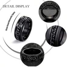 Set de 9 anillos giratorios de acero inoxidable para aliviar la ansiedad - Negro - Ver 4