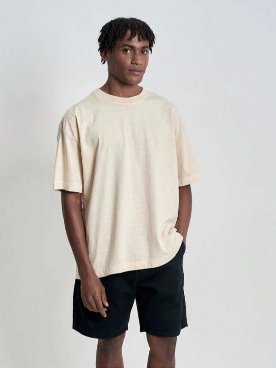 Men's Oversized Streetwear T-Shirt Faded All Regular Fit - Màu be - Xem 1