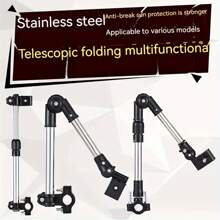 Regulowany uchwyt na parasol ze stali nierdzewnej do wózka inwalidzkiego i roweru – składana konstrukcja z obrotowym złączem, ochrona przed słońcem i deszczem, akcesoria do wózków dziecięcych, rama w 100% metalowa, czarny, wielofunkcyjny uchwyt na parasol | Konstrukcja łącząca | Konstrukcja ze stali nierdzewnej