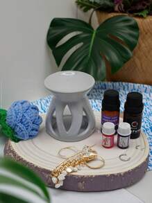 1 pieza de quemador de incienso de cerámica hechoamano de tres folias, estilo japonés, calentador de aceites esenciales, decoración y regalo