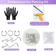 专业耳洞穿刺枪套件可重复使用耳鼻钉穿刺枪带穿刺工具套装穿刺器套件适用于所有穿刺沙龙在家使用