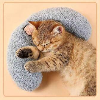 Fair Little Pillow For Cats Ultra Soft Fluffy Pet Calming Toy Half Donut Cuddler Joint Relief Sleeping Improve Machine Washable Patterns In Random Locations The Embroidery Patterns In The Pictures Are For Reference Only, The Actual Patterns Are In Random Locations The Puppy House Puppies Cat Kennel Dog Kennel