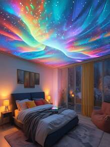 Aurora Projector Lamp With 7 Color Patterns And Remote Control – Vibrant Galaxy Effect For Bedroom & Office, USB Powered LED Night Light, Adjustable Brightness, Bedroom Night Light -Dynamic Light Patterns|Remotecontrolled Light, Bedroom Lamps For Nightstand