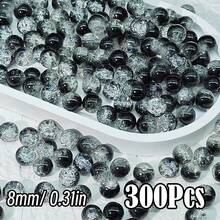 闪亮裂纹玻璃珠，破裂效果，尺寸为 10 毫米/0.39 英寸和 8 毫米/0.31 英寸。多色圆形珠子，用于 DIY 珠宝、手链、项链、耳环和手工艺品制作。