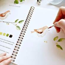 Caderno de aquarela para iniciantes, projetos de pintura simples, ótimo para flores, penas e animais, para acalmar, tranquilizar e inspirar os amantes da pintura. Caderno de aquarela para materiais escolares, volta às aulas.