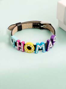 1pc Customized Leather Initials Strap Bracelet Diamond Initial Letter Multi-Color Pendant Bracelet For Women Daily Wearing - Optional - View 8