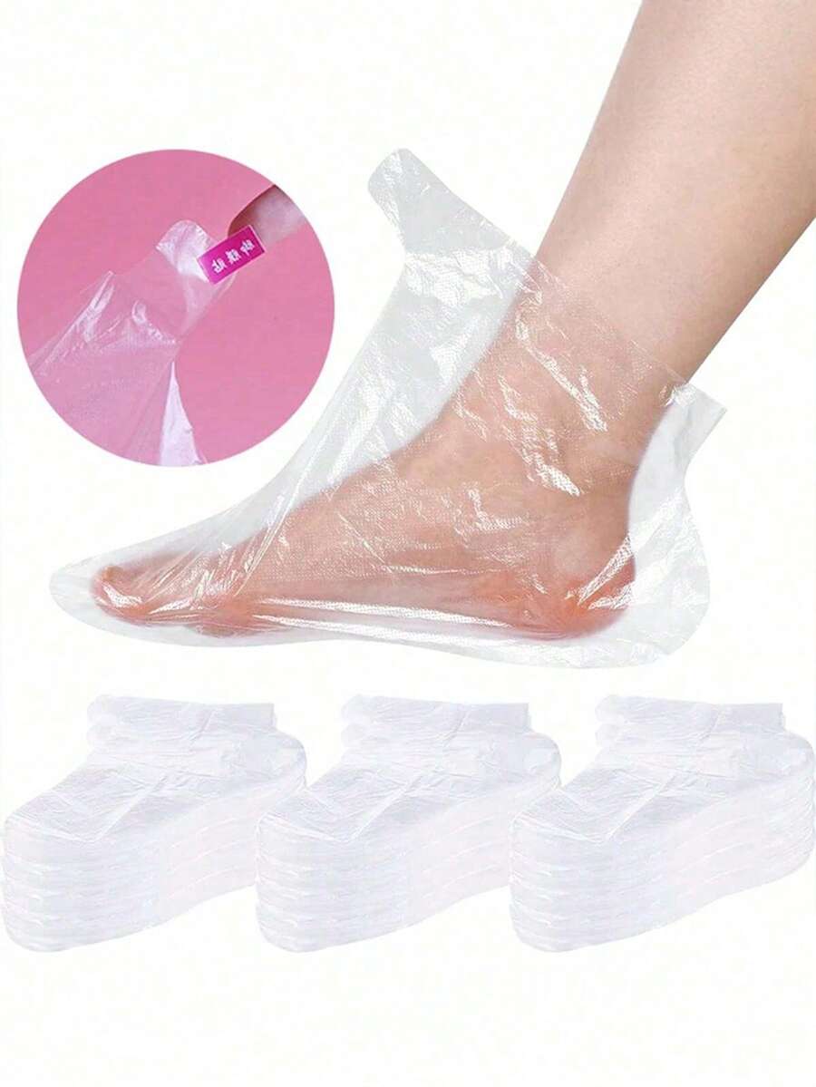 100/200/300/500 piezas Bolsas desechables transparentes para pies Cubiertas de película de plástico PE para detox SPA, prevención de pies agrietados, cuidado de pedicura, bolsa, organizador, almacenamiento - Multicolor - Ver 1