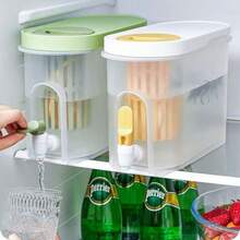 1 件冰箱冷水壶，简约设计冷水分配器，带水龙头和过滤器，大容量冷水壶，耐热家用，冷泡茶壶，超大容量冷水分配器，非常适合夏季柠檬茶 - 彩色 - 查看 3