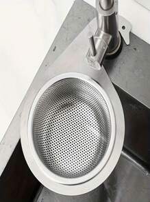 1pc Stainless Steel Sink Strainer Basket, Removable Faucet Storage Drain Rack, Kitchen Hanging Drain Organizer