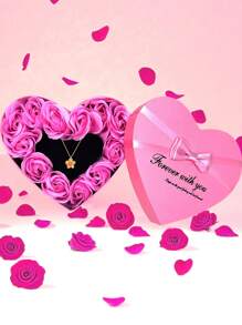 1 Stück Ins Stil Rose Blume Neuer Stern Halskette Geschenkbox, Material Rosenblume, Geschenkbox Material Papier, kann mit verschiedenem Schmuck kombiniert werden, Ins Stil, leicht luxuriös, hochwertig, die Halskette Geschenkbox ist geeignet für Heimdekoration, Hochzeitsgeschenke, Hochzeitsjahrestags-Geschenke, Freundin-Geschenke, Muttertags-Geschenke, Weihnachtsgeschenke, Party-Geschenke.