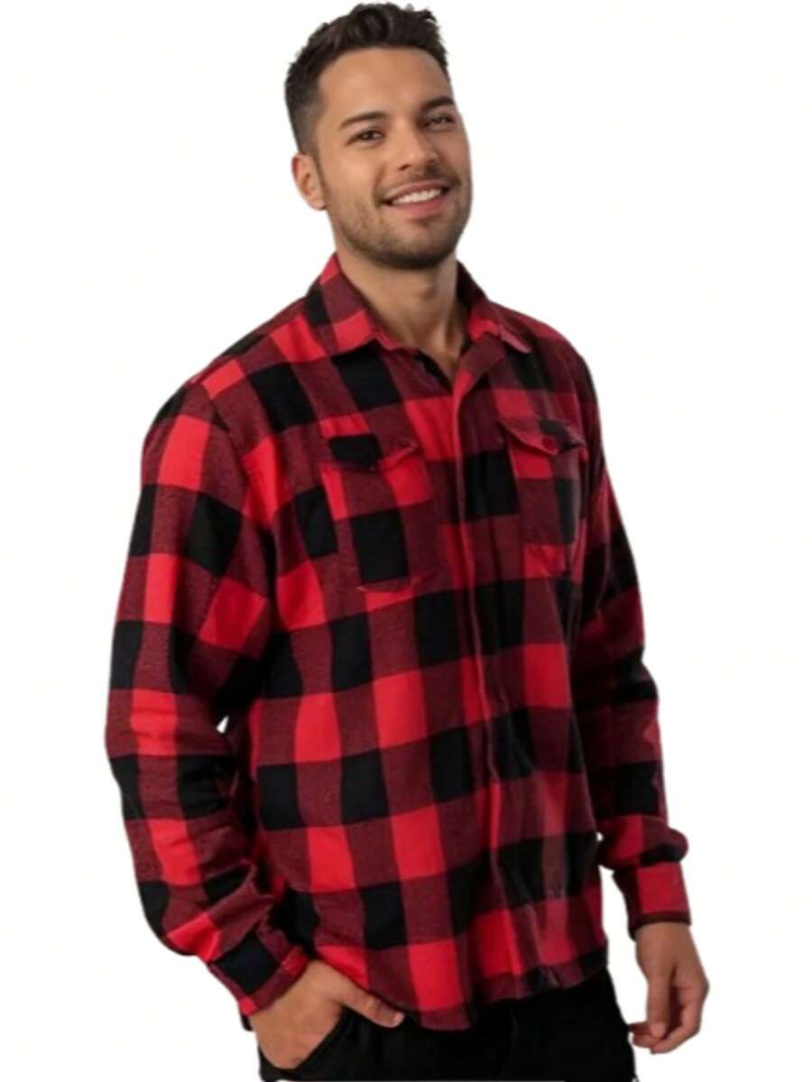Men Shirts - Red and Black - View 1