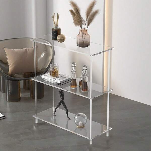 1pc Acrylic Narrow Edge Bedside Cabinet, Suitable For Small Space Bedroom, Mini End Table For Bedroom, Living Room, Bathroom, Vanity Organizer