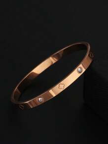 1pc Women's Lucky Flower Bracelet, 18K Gold Plated Stainless Steel, Valentine's Gift For Her