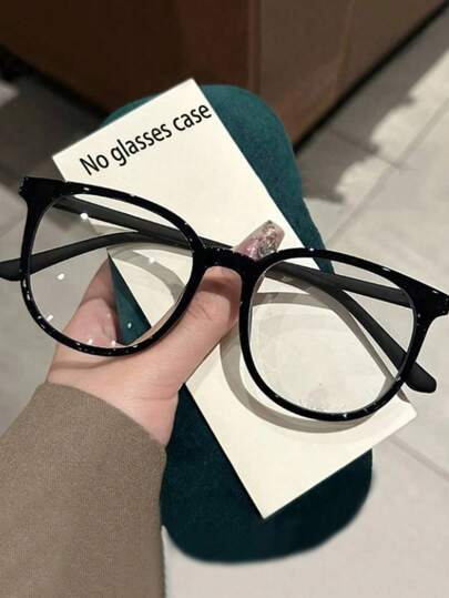 Women's Large Plastic Frame Square Screw Decorated Casual Street Fashion And Unique Flat-Top Fashionable Glasses, Very Suitable For Dating, Libraries, Writing And Reading
