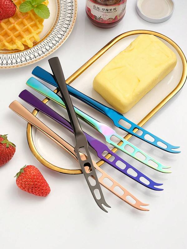 1pc Stainless Steel Cheese/Butter Knife With Hole, Multipurpose Butter, Bread, Jam, Cheese, Cream Spreader