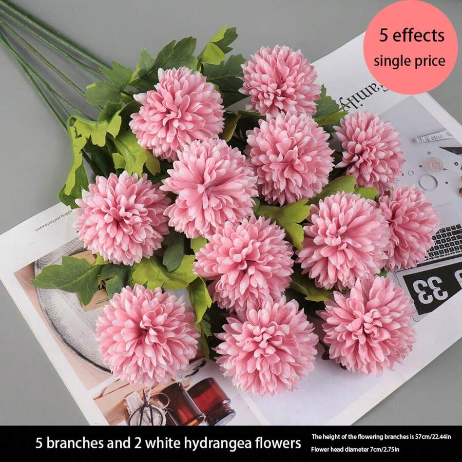 Artificial Flowers, Colorful Fake Branches Artificial Flower Arrangement Home Decor Present - Pink - View 1