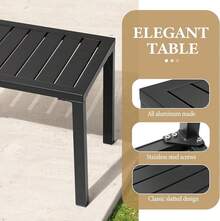 Crestlive Products - Mesa auxiliar rectangular de aluminio, mesa auxiliar para patio, pequeña mesa de centro para exteriores y interiores - Negro - - Ver 8