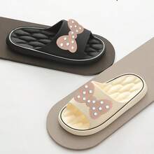 Soft Anti-Slip Bathrobe Slippers, Cute Cartoon EVA Wooden Clogs, Lightweight Soft Bottom Non-Slip Bathroom Slippers, Casual Indoor Slippers For Summer - Butterfly Black - View 3