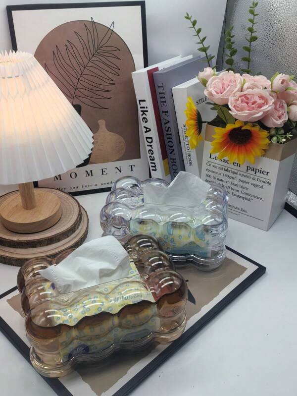 1 Pc Spring Paper Towel Holder - Convenient Desktop Tissue Box, Transparent Cloud Shaped Paper Towel Holder