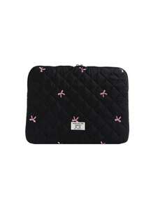 1 pièce Mignon nœud brodé Manchon d'ordinateur portable pour étudiant 11"/13"/15" Sac d'ordinateur étui de protection Dossier Porte-documents Sac de transport