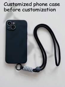 1pc Customized Black Magic Cube Edged Phone Case With String, Anti-Lost Anti-Drop Design, Soft Shell, Lens Hole For IPhone 7/8 Plus, XS, XR, XS Max, 11, 12, 13, 14, 15, 16, Pro Max